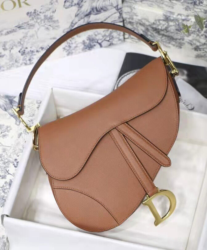 Christian Dior Saddle Bag Leather Coffee